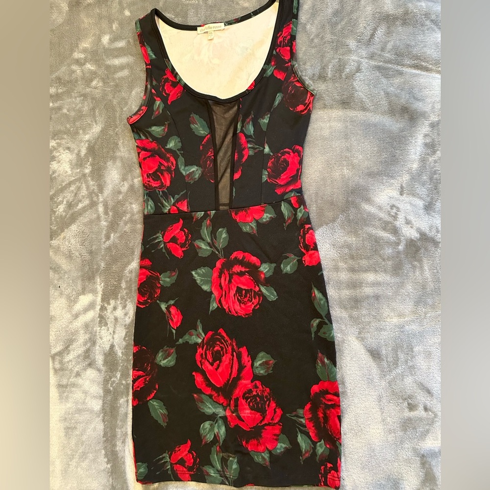 Charlotte Russe Black Floral Dress - Size XS